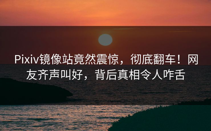 Pixiv镜像站竟然震惊，彻底翻车！网友齐声叫好，背后真相令人咋舌
