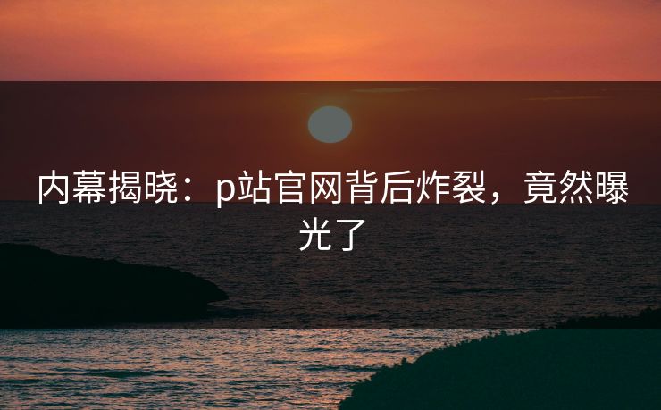 内幕揭晓：p站官网背后炸裂，竟然曝光了
