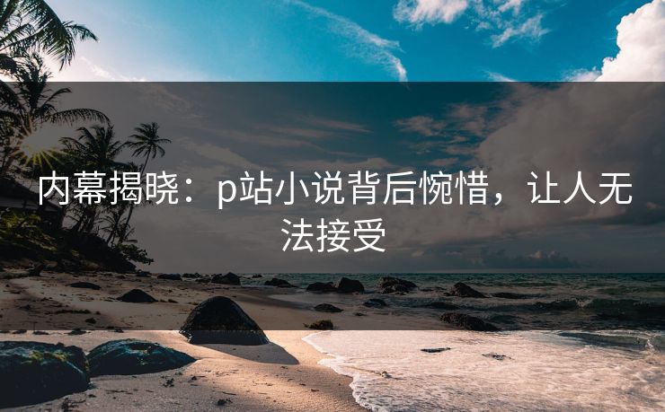 内幕揭晓：p站小说背后惋惜，让人无法接受