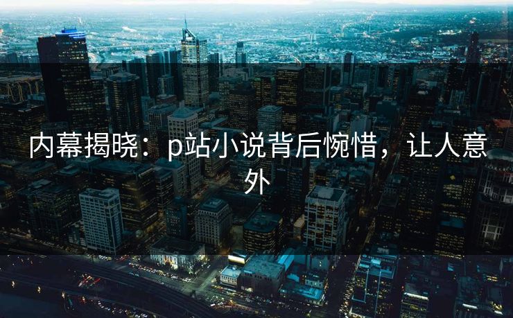内幕揭晓：p站小说背后惋惜，让人意外