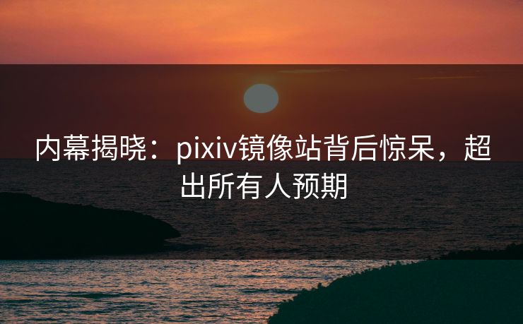 内幕揭晓：pixiv镜像站背后惊呆，超出所有人预期