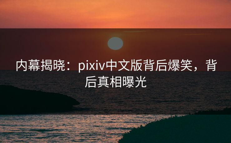 内幕揭晓：pixiv中文版背后爆笑，背后真相曝光