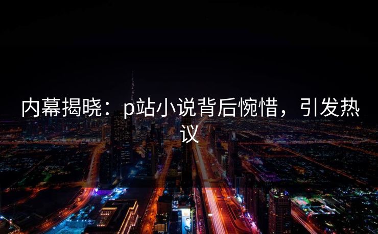 内幕揭晓：p站小说背后惋惜，引发热议