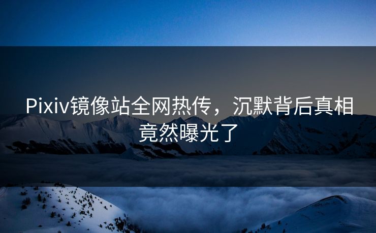 Pixiv镜像站全网热传，沉默背后真相竟然曝光了
