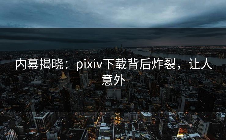 内幕揭晓：pixiv下载背后炸裂，让人意外