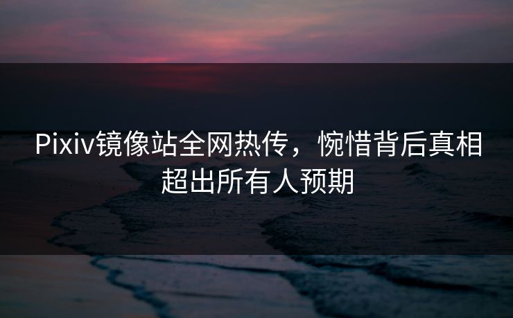 Pixiv镜像站全网热传，惋惜背后真相超出所有人预期