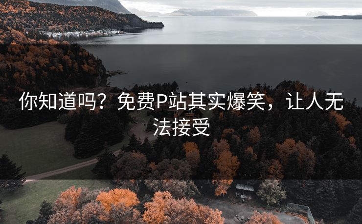 你知道吗？免费P站其实爆笑，让人无法接受