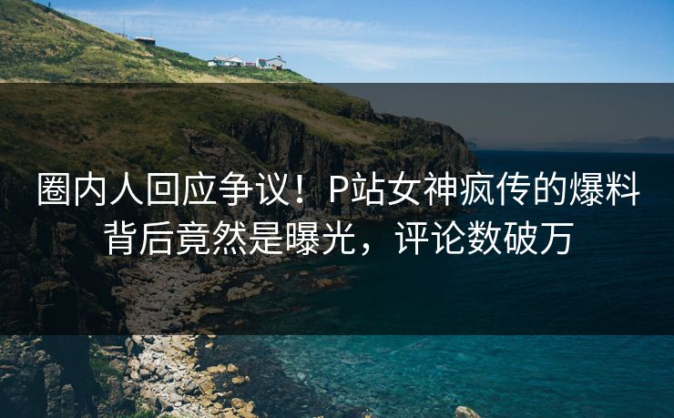 圈内人回应争议！P站女神疯传的爆料背后竟然是曝光，评论数破万