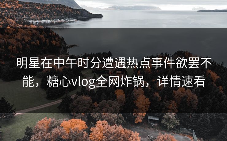 明星在中午时分遭遇热点事件欲罢不能，糖心vlog全网炸锅，详情速看